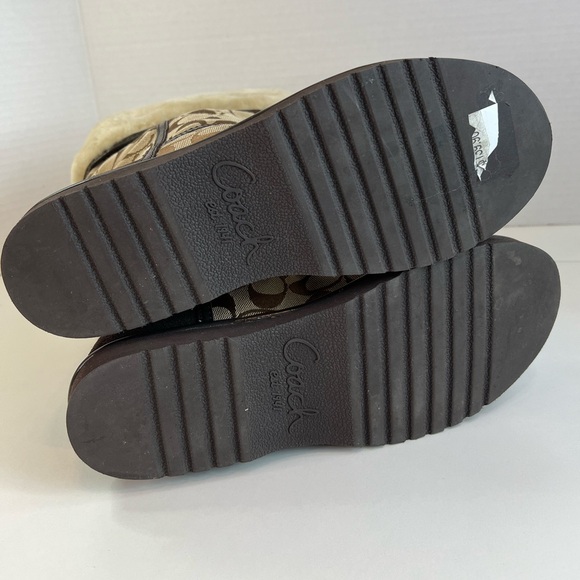 Coach Nikole Signature Khaki Chestnut Boots w/Fur Lining Size 10 - Picture 10 of 10